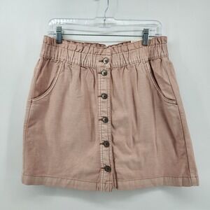 American Eagle Skirt Womens Size 12 Pink‎ Button Front Elastic Waist Casual
